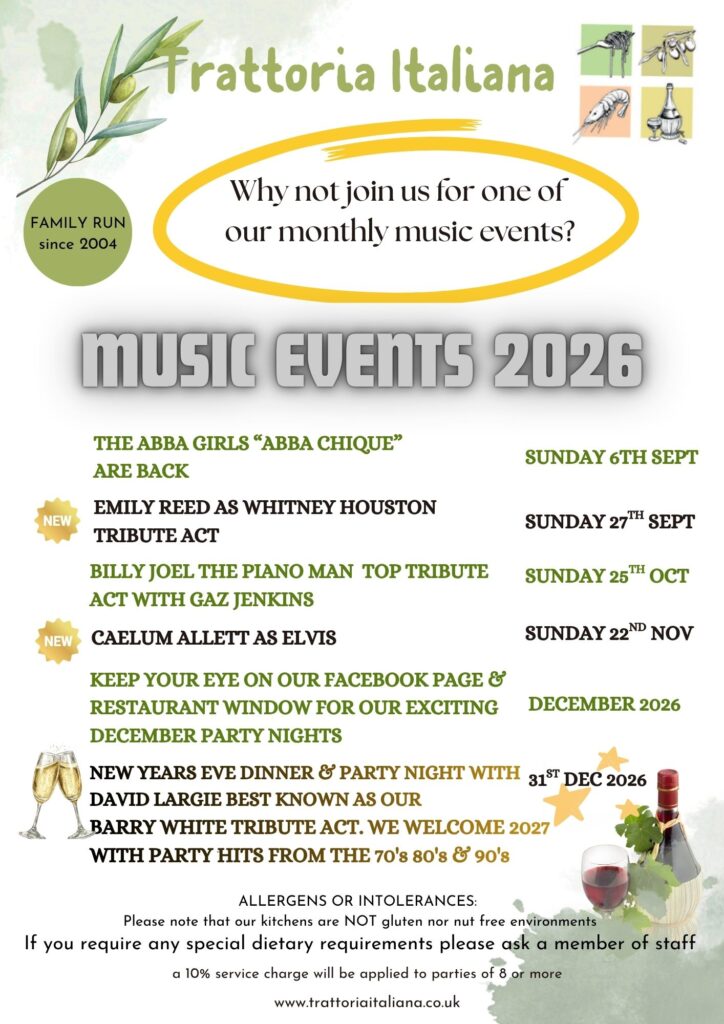 2026 Events at Trattoria Italiana